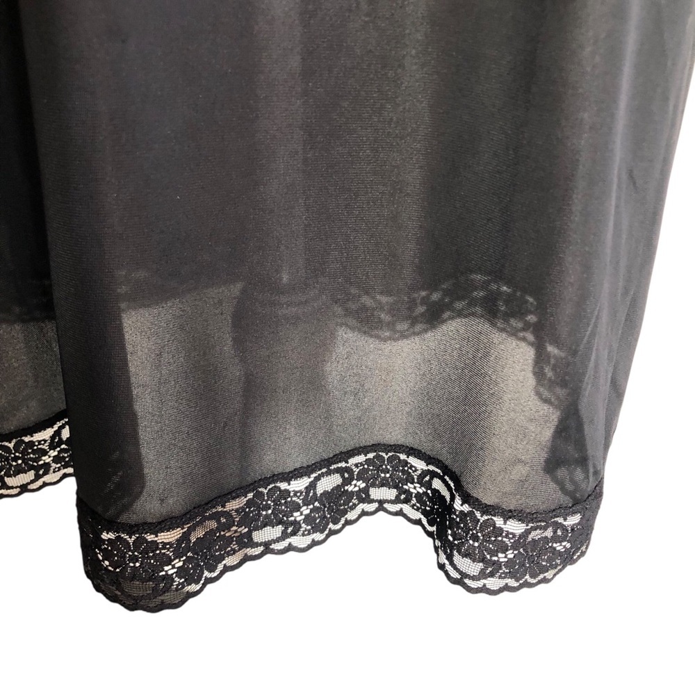 VINTAGE 90s Vanity Fair Black Nylon Lace Full Slip Dress Chemise Size 34 Small - Picture 4 of 7